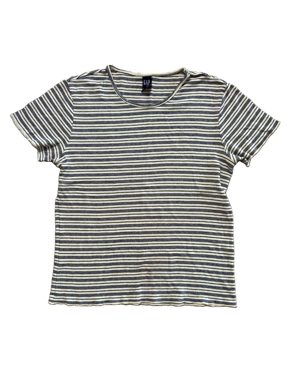 Vintage GAP Striped T Shirt Womens M 90s Cotton Acrylic USA Made Baby Tee Y2K